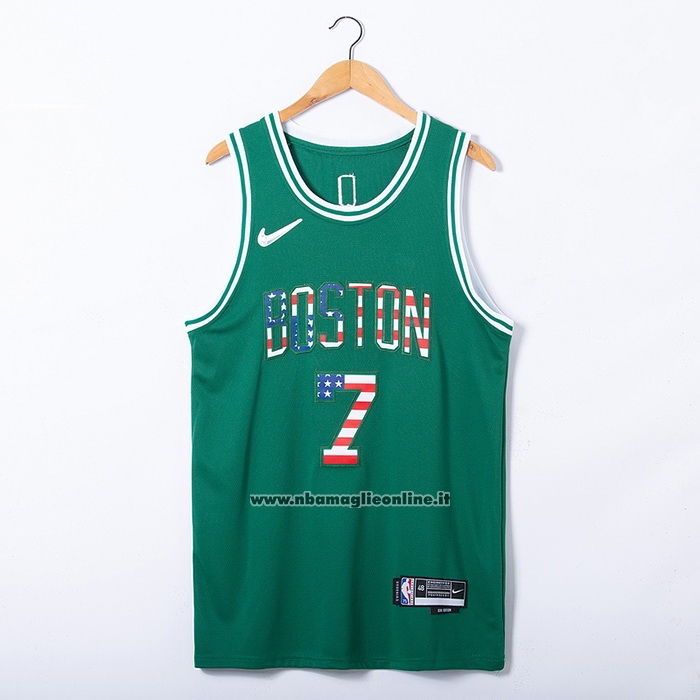 Maglia Boston Celtics Jaylen Brown #7 75th Bandera Edition Verde